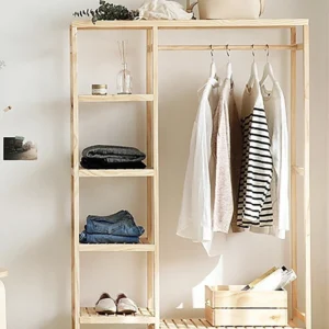 Ahşap Ayaklı Askı Elibse Askısı Çok Amaçlı Dolap Gardrop 96x144x30 Cm