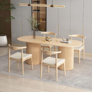 Oval şekil çam ahşap yemek masası 180x70